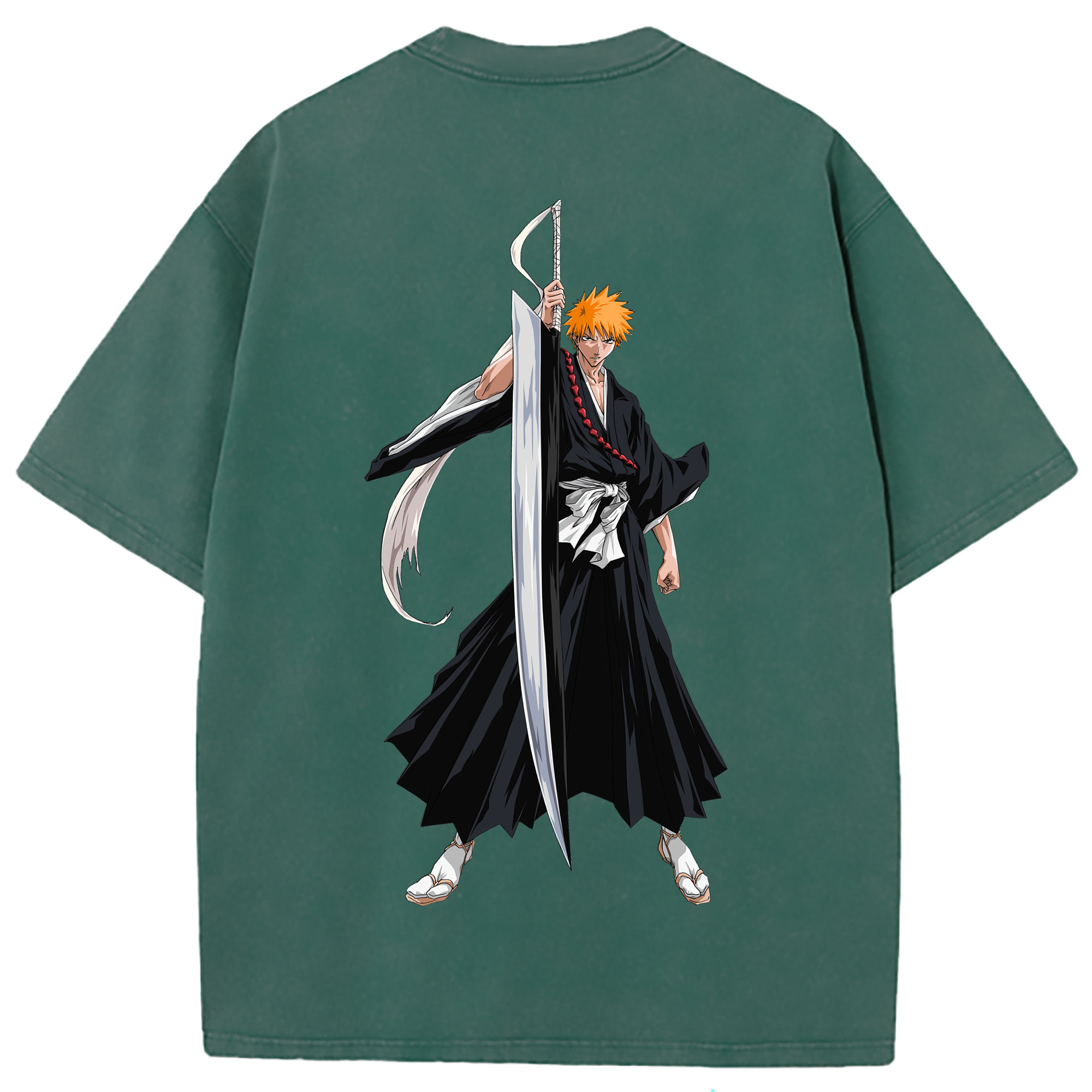 （画像用） ブリーチ 黒崎一護（くろさき いちご）BLEACH Kurosaki Ichigo 綿100% ヴィンテージ風 半袖Tシャツ（背面プリント）
